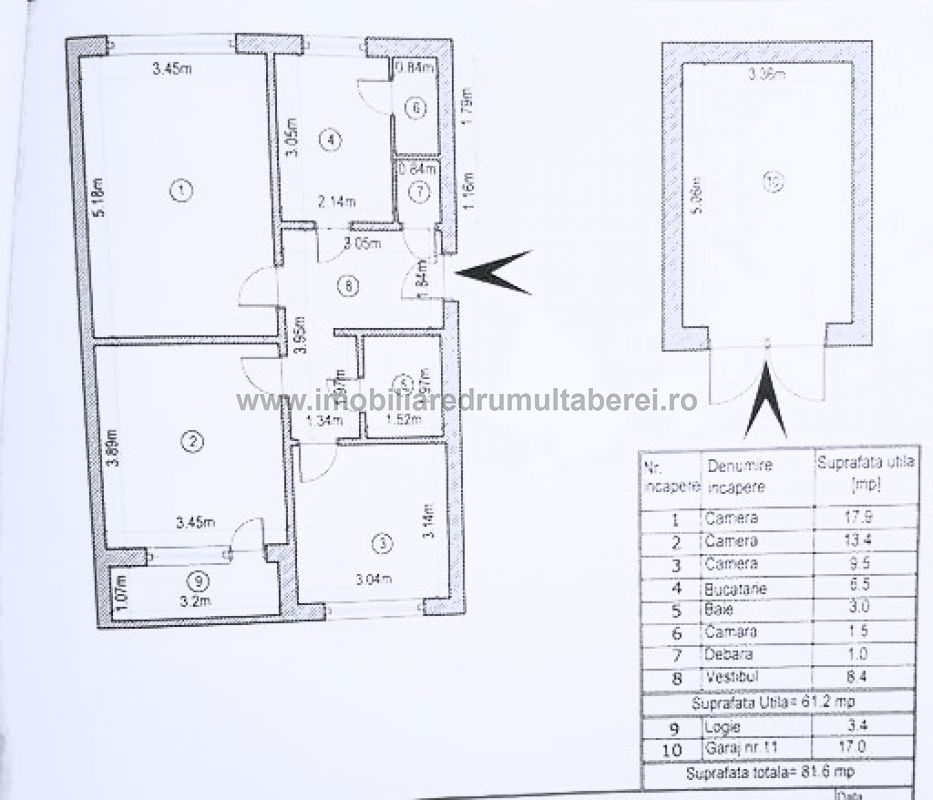 vanzare apartament 3 camere cu garaj, Valea Argesului, Metrou Raul Doamnei, cf 1, decomandat, etaj 1/4, centrala, bloc reabilitat,         pret 145.000 EUR