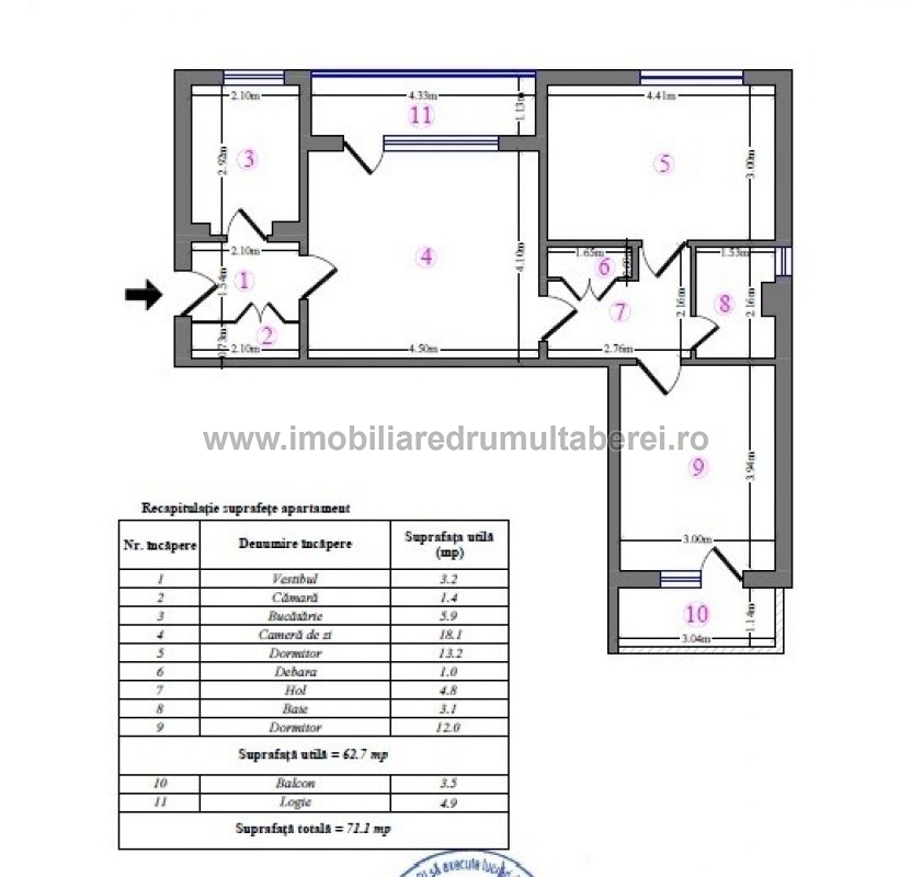 vanzare apartament 3 camere, Bucla, Metrou Valea Ialomitei, cf 1, etaj 8/10, semidecomandat, renovat, centrala proprie,         pret 150.000 EUR